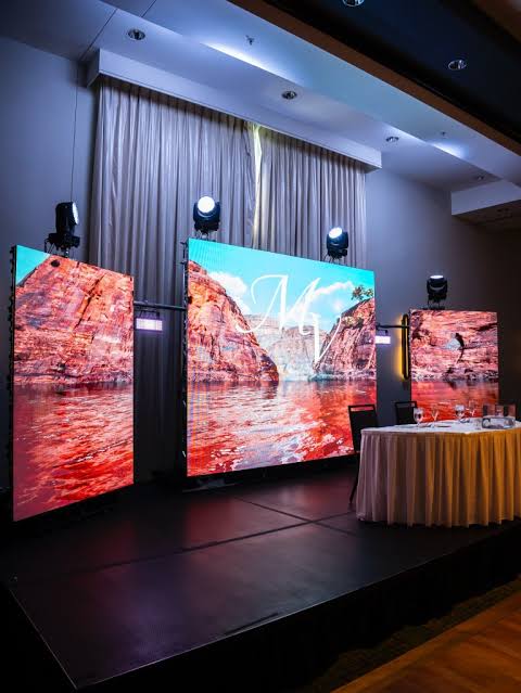 Stage with multiple LED display panels