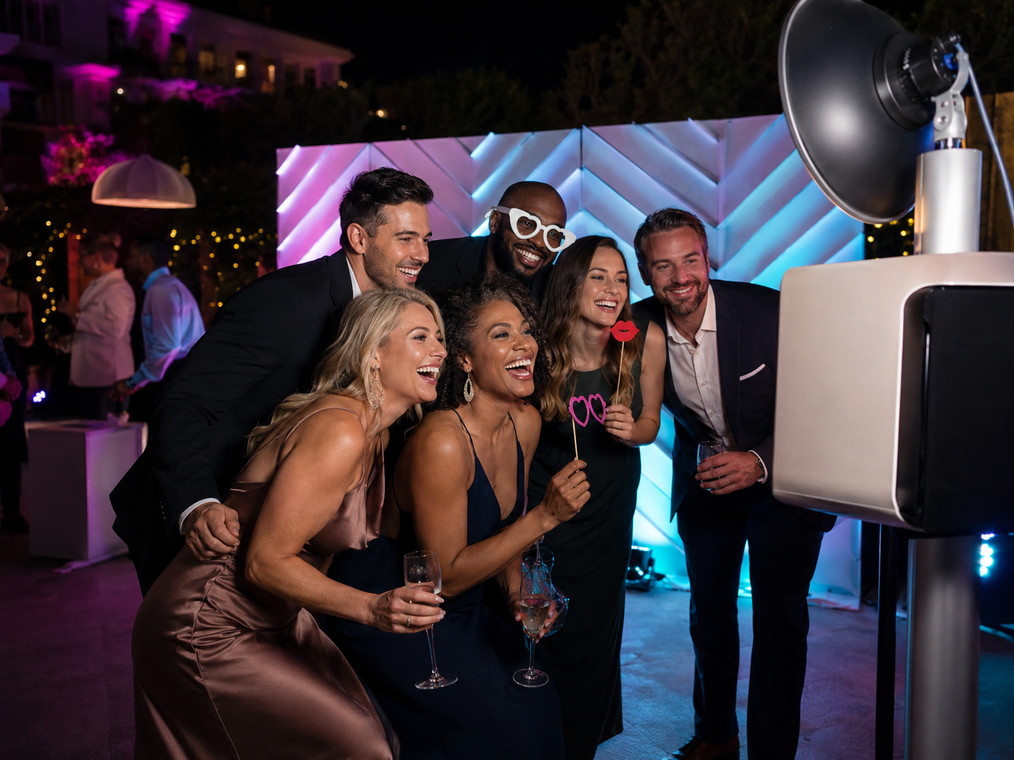 Photo Booth Orlando wedding guests celebrating